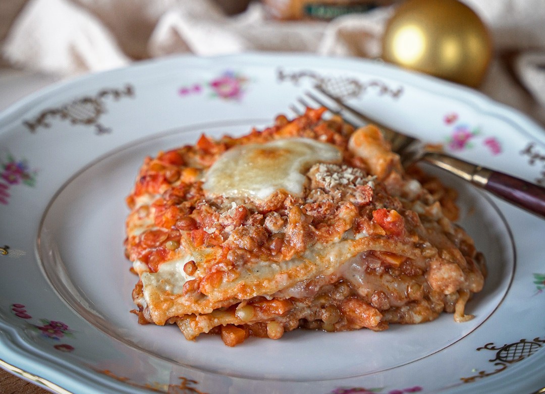 Lasagne con ragù di lenticchie