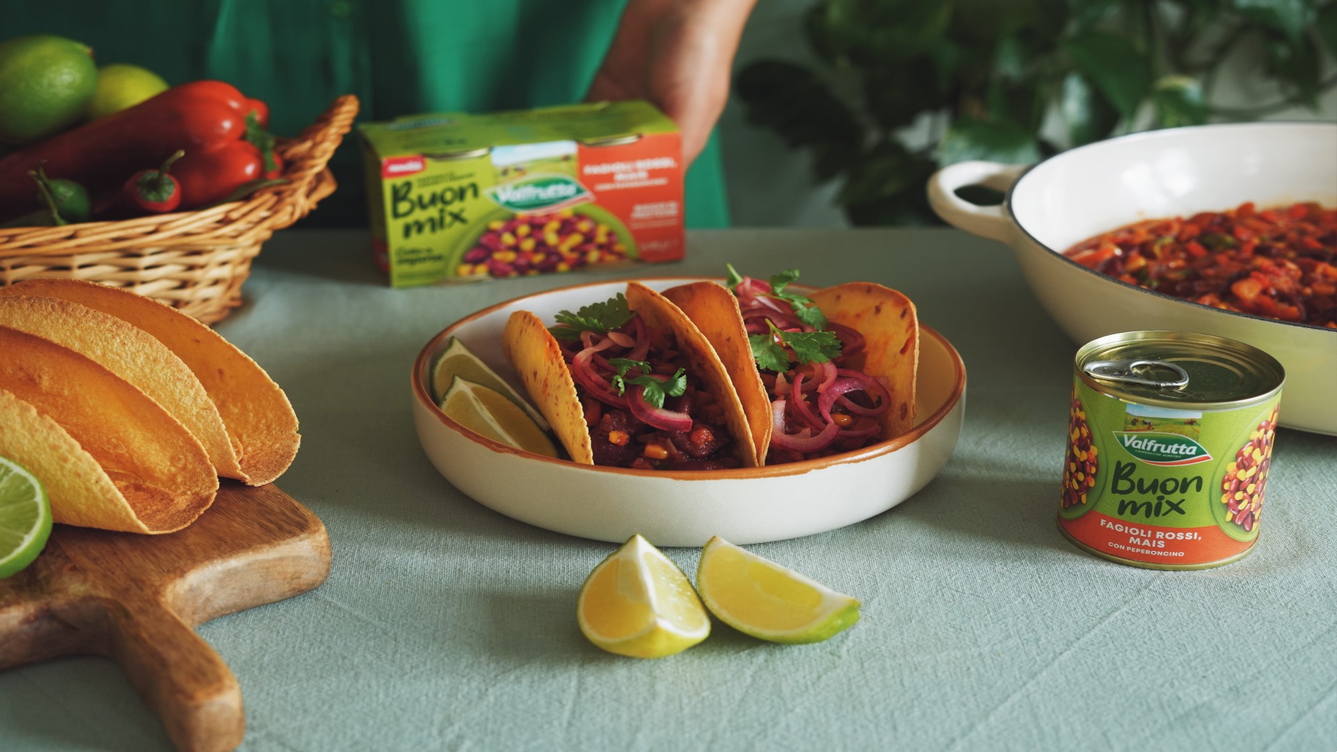Tacos con chili di fagioli rossi