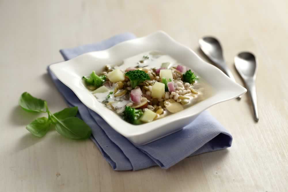 Zuppa Fibra con farro, broccoli e patate